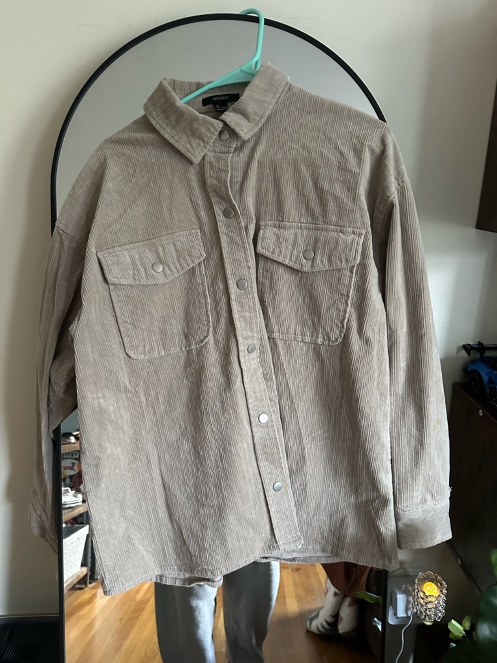 Forever 21 Neutral Light Beige Corduroy Shirt Jacket